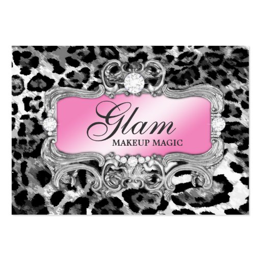 311 Glam Crazy Pink Black Leopard Business Card (front side)
