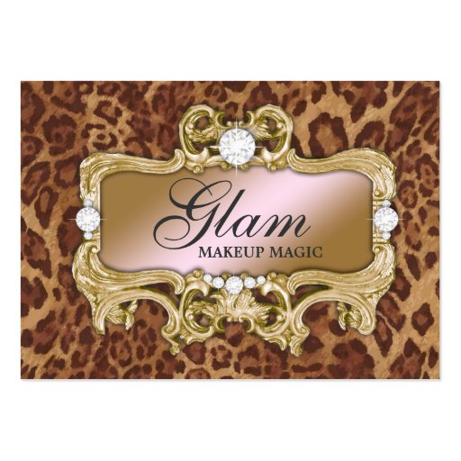 311 Glam Crazy Pink Gold Leopard Business Card Templates (front side)