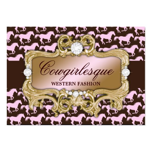 311 Glamorous Cowgirl Pink Horse Print Business Cards (front side)
