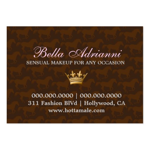 311 Glamorous Cowgirl Pink Horse Print Business Cards (back side)