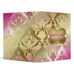 311 Glamorous Pink Damask 3 Ring Binder