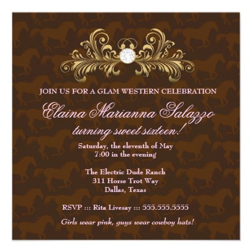 311 Glamourous Cowgirl Birthday Invitation