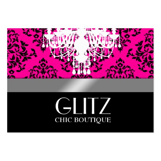 311 Glitz Boutique Black Damask Hot Pink Business Cards (front side)