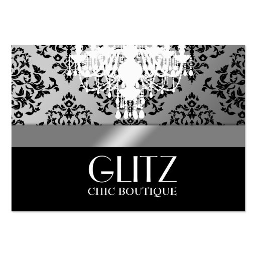 311 Glitz Boutique  Black Damask Silver Business Cards
