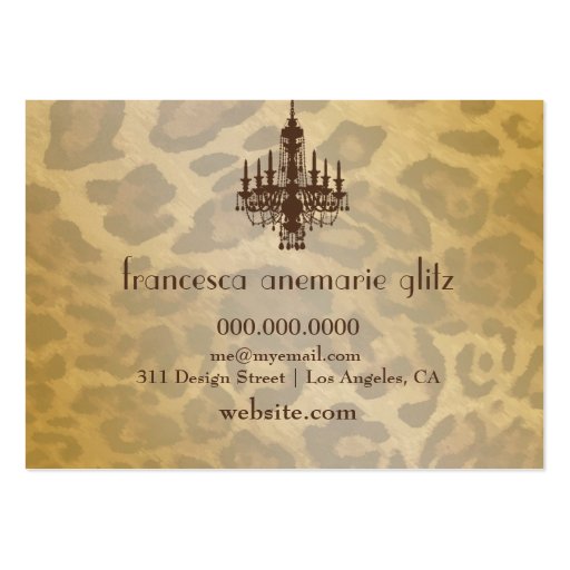 311-Glitz Boutique - Leopard Diamond Chocolate Business Card Template (back side)