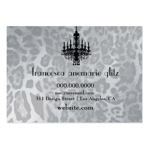 311 Glitz Boutique Leopard Diamond Faux Silver Business Card Templates (back side)