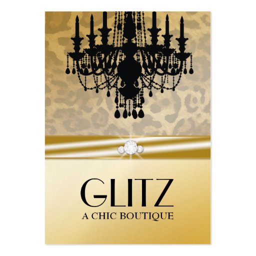 311-Glitz Boutique - Leopard Diamond Golden Business Cards