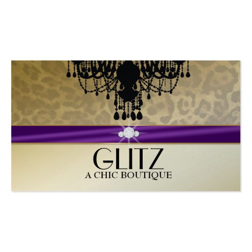 311 Glitz Boutique Leopard Diamonds Eggplant Business Card (front side)