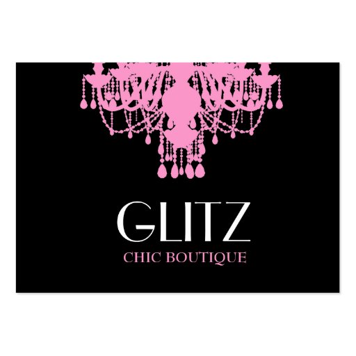 311 Glitz Boutique Pink Chandelier Business Card Templates (front side)