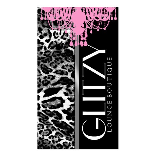311 Glitz Boutique - Pink Chandelier Leopard Business Card Templates