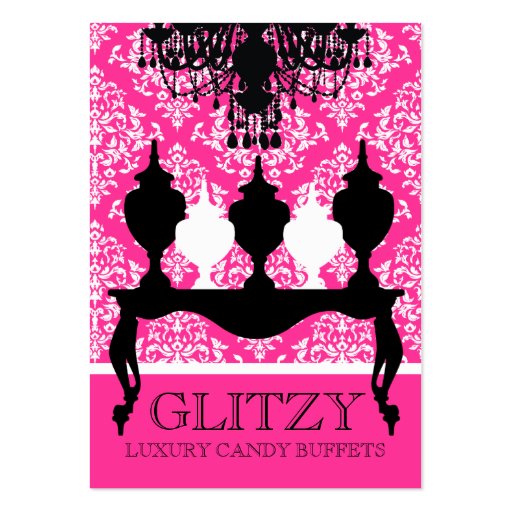 311 Glitzie Candie Black Table Pink Rococo Business Card Template