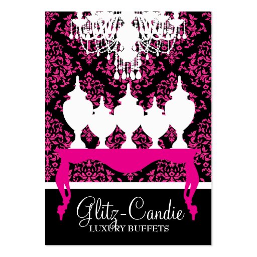 311 Glitzie Candie Pink Table Rococo Business Card Template (front side)