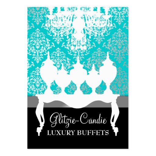 311 Glitzie Candie Turquoise & Black Business Card Template (front side)