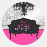 311 Glitzy Chic Boutique Hot Pink Round Stickers