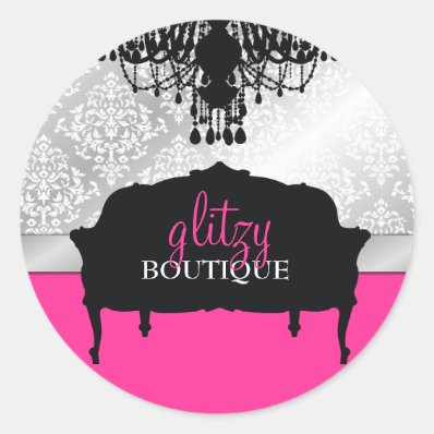 311 Glitzy Chic Boutique Hot Pink Round Stickers