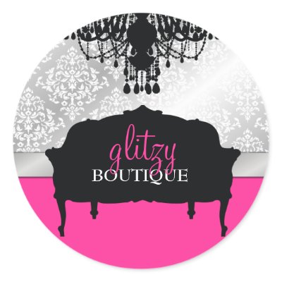 311 Glitzy Chic Boutique Hot Pink Round Stickers