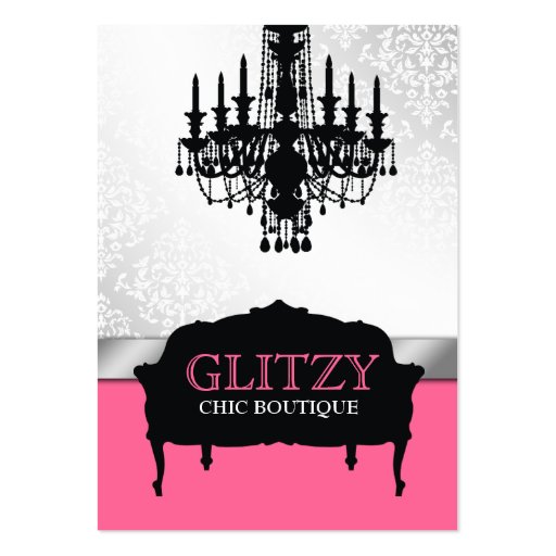 311-Glitzy Chic Boutique - Rose Pink Vertical Business Card Template (front side)