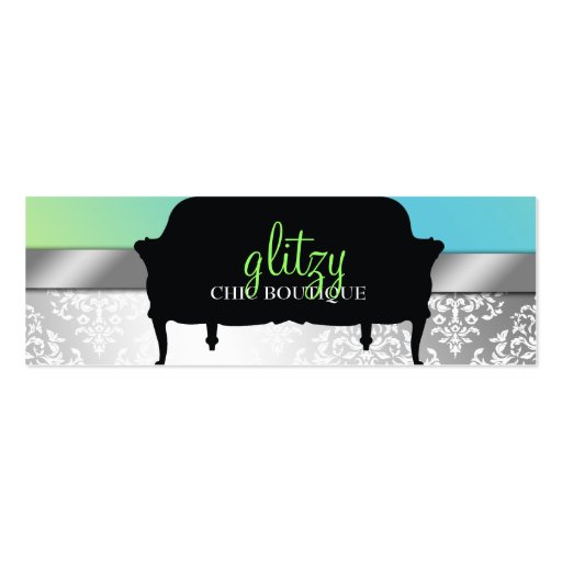 311 Glitzy Chic Boutique Turquiose Lime Business Card Templates (front side)