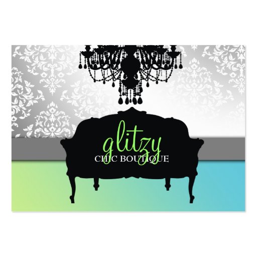 311 Glitzy Chic Boutique Turquiose Lime Business Cards (front side)