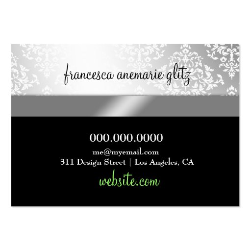 311 Glitzy Chic Boutique Turquiose Lime Business Cards (back side)