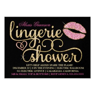 311 Glitzy Sparkle Bachelorette Blac Kiss Metallic Invites