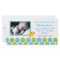 311-GOLD FINZ BABY BOY ANNOUNCEMENT 2 PHOTO CARD