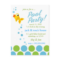 311-GOLD FINZ POOL PARTY INVITATION postcards by Jill311 311-GOLD FINZ POOL PARTY INVITATION postcards