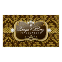 311-Golden Bling Damask Business Card