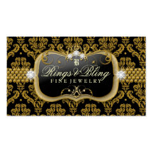 311-Golden Bling Noir Damask Business Card Template