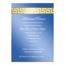 311 Golden Blue Greek Key Custom Invitations