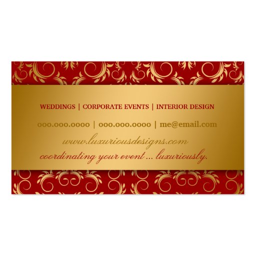 311 Golden Divine Cherry Red Business Card Templates (back side)