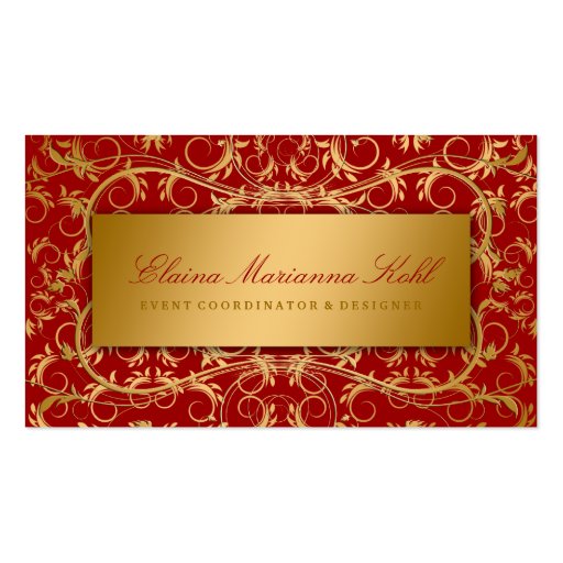 311 Golden Divine Cherry Red Business Card Templates (front side)
