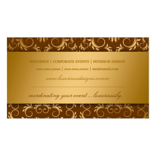 311 Golden diVine Chocolate Brown Business Cards (back side)