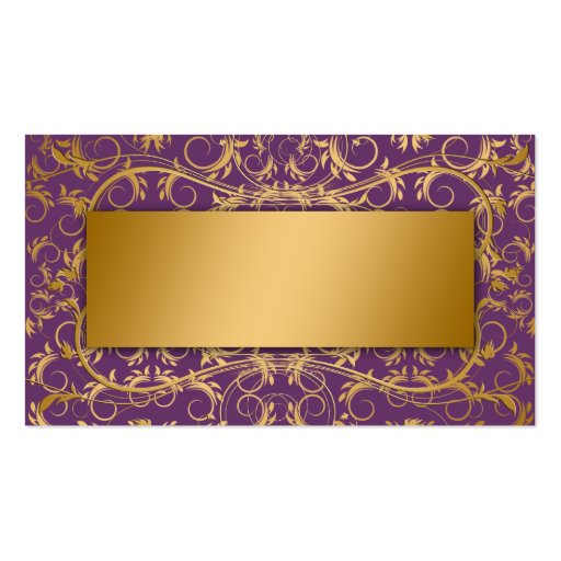 311-Golden diVine Eggplant Purple Place Card Business Card Template (back side)