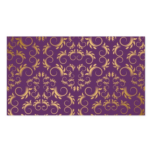 311-Golden diVine Eggplant Purple Place Card Business Card Template