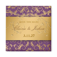 311-Golden diVine Eggplant Purple Save the Date magnet