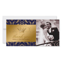 311-Golden diVine Navy Thank You Photo Card