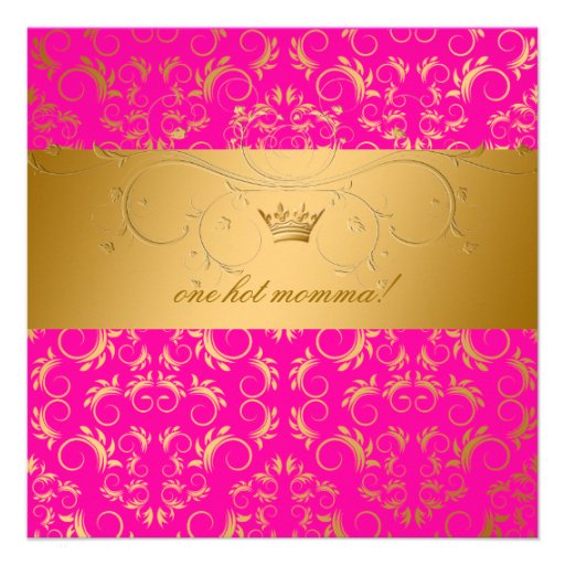 311 Golden diVine Passion Pink Baby Shower Announcement