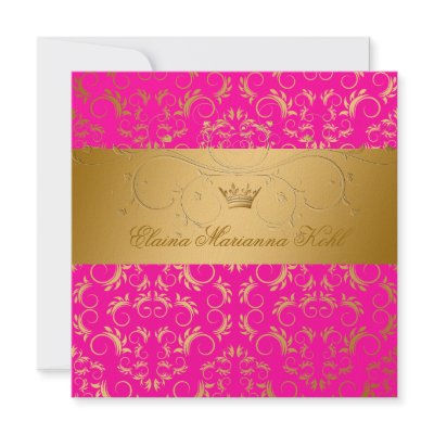 311-Golden diVine Passion Pink Sweet 16 Custom Invitations by Jill311