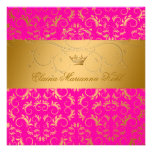 311-Golden diVine Passion Pink Sweet 16 Custom Invitations