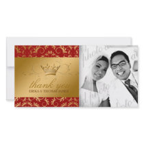 311-Golden diVine Red Thank You Photo Card