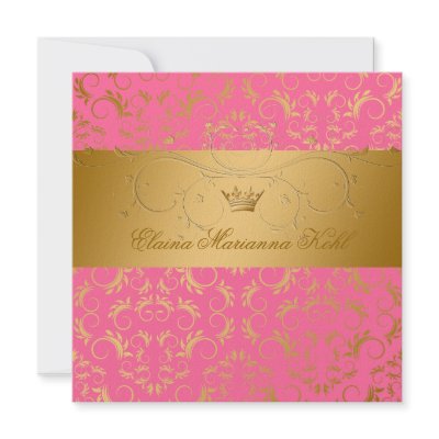 311-Golden diVine Strawberry Brulee Sweet 16 Personalized Invites by Jill311