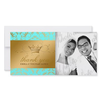 311-Golden diVine Turquiose Thank You Photo Card by Jill311
