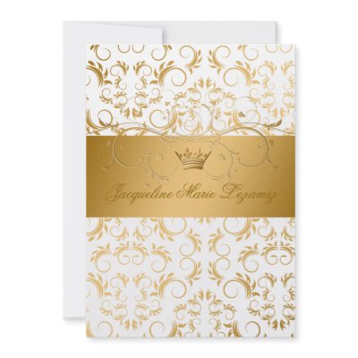 311-Golden diVine White Delight Sweet 16 Personalized Invitation by Jill311