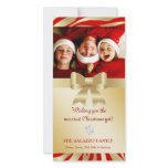 311-Golden Red Zebra Bow Christmas Photo Card
