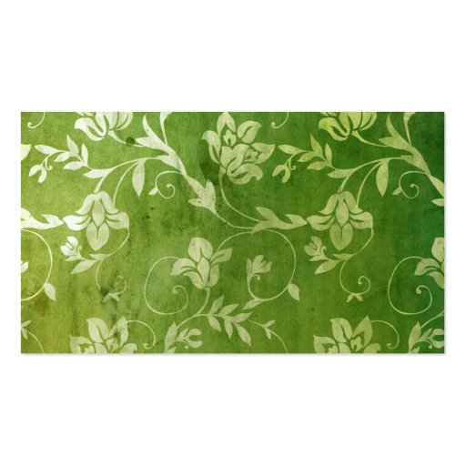 311-Gorgeous Green Floral Vintage Name Card Business Card (front side)