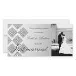 311-Gray Damask Just Married Photo Card