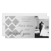 311-Gray Damask Thank You Photo Card