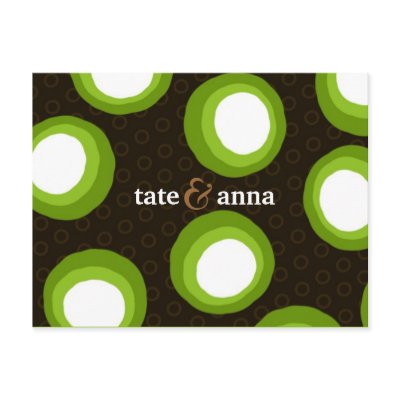 311-GREEN RETRO DOTS INVITATION POSTCARD by Jill311