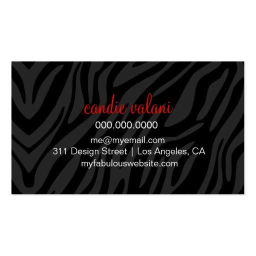 311 Haute Black Lace & Diamonds Red Back Business Card Templates (back side)